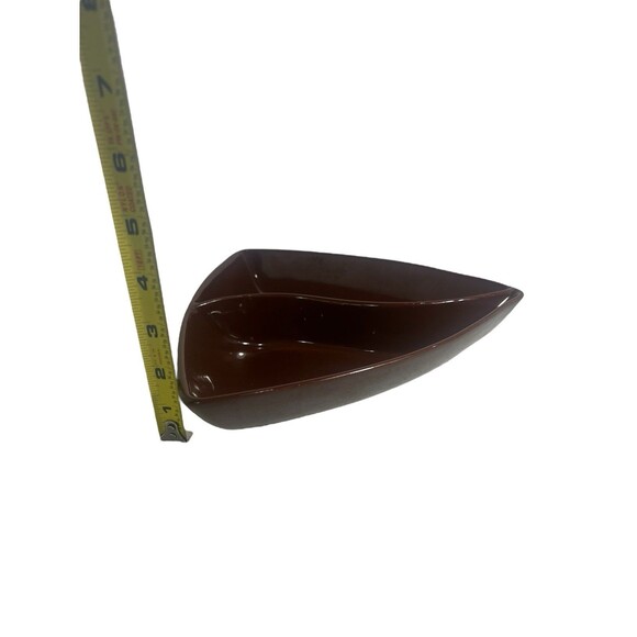 Vintage Divided Serving Dish Triangular Brown Ceramic 8.5” Long MCM Retro - Picture 7 of 10